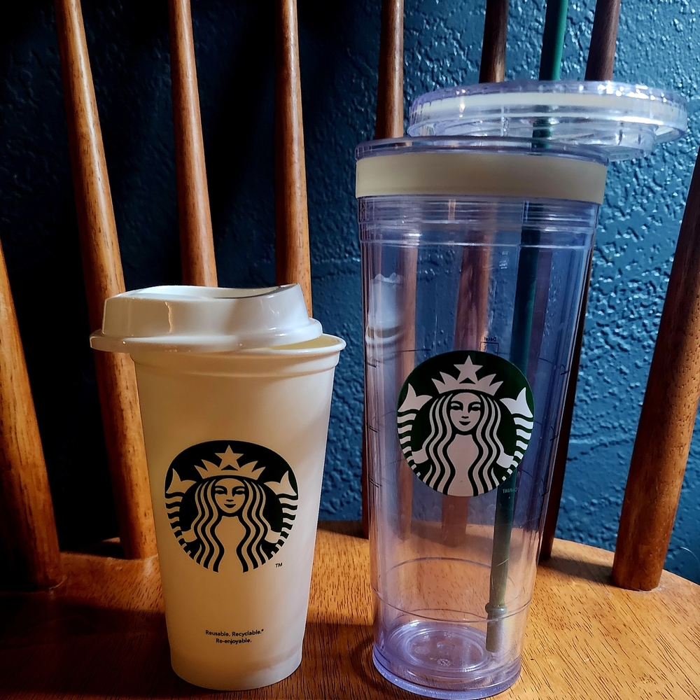 Starbucks Cream and Clear Tumbler Duo